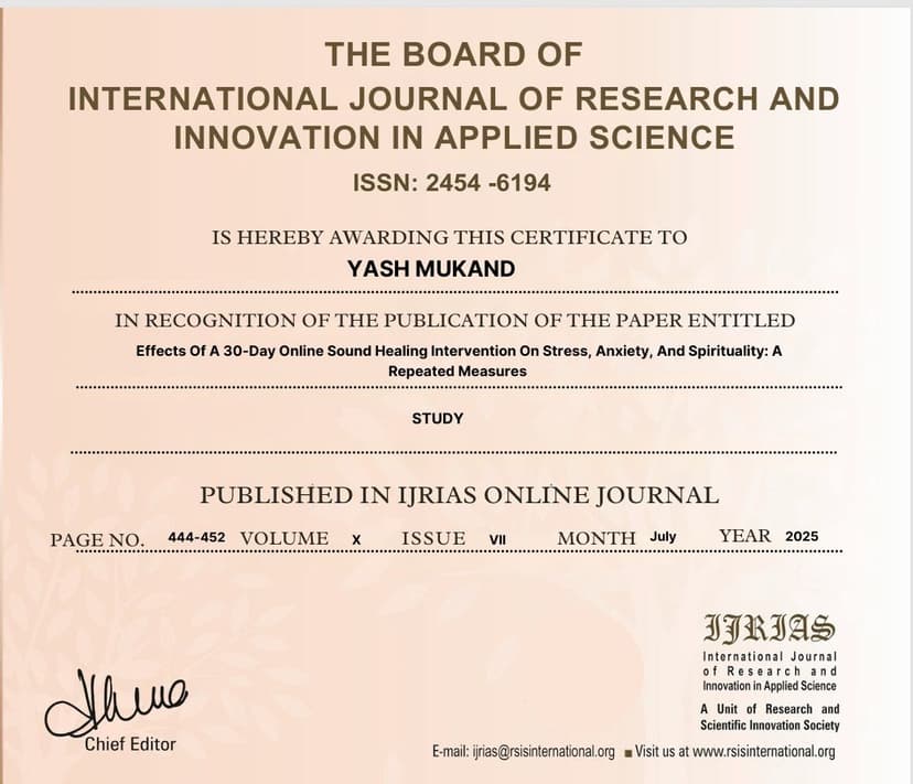 Sound therapy research Publication